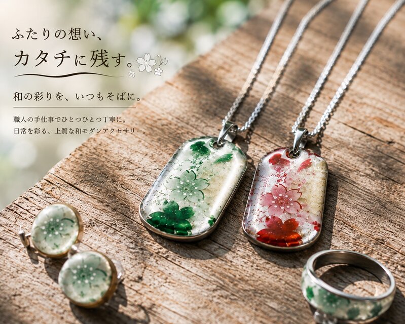 和柄 ペアネックレス 桜 伝統 職人 桜 さくら ペアアクセサリー 名入れ