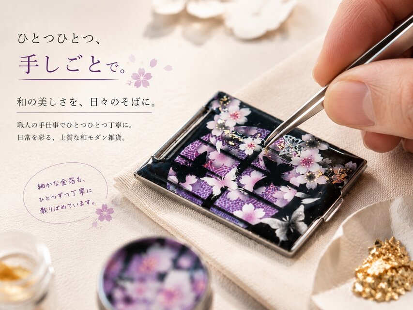 コンパクトミラー『阿』名入れ 送料無料 和柄 和風 和雑貨 手鏡 伝統