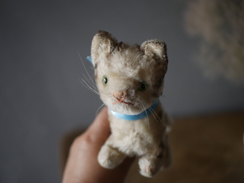 希少　猫　ネコ　ぬいぐるみ　ドイツ　ヴィンテージ　アンティーク シュタイフ ドイツヴィンテージ 猫 ねこ アンティークのある生活