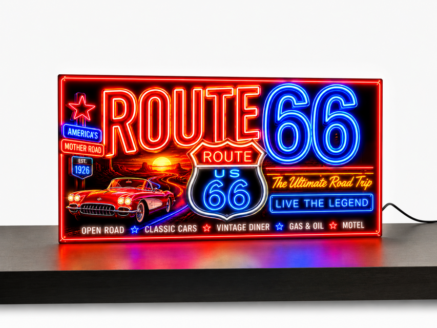 【オーダー無料】ルート66 ガレージ ダイナー 看板 置物 雑貨 ライトBOX オーダー無料】ルート66 マザーロード アメリカン ガレージ ダイナー