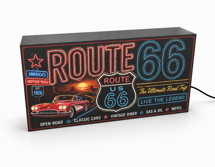 【オーダー無料】ルート66 ガレージ ダイナー 看板 置物 雑貨 ライトBOX オーダー無料】ルート66 マザーロード アメリカン ガレージ ダイナー
