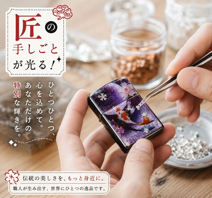 zippoケース『井』ライター ジッポ 和柄 工芸 職人 送料無料 名入れ 桜