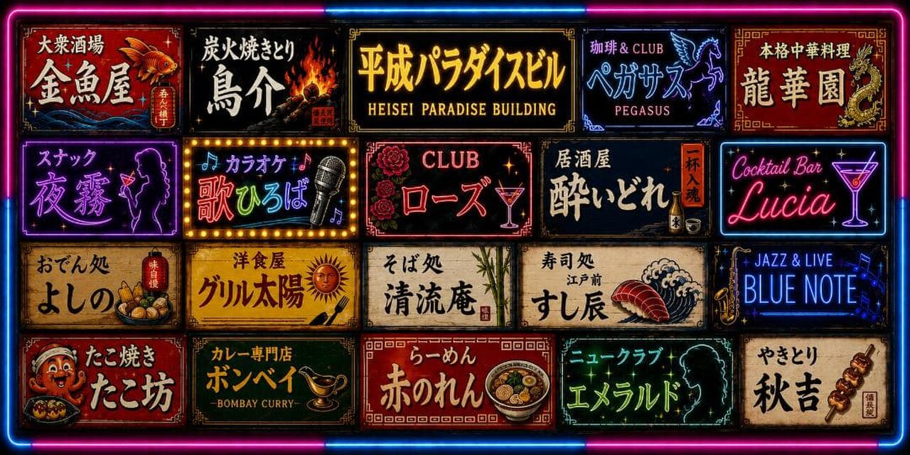オーダー無料】飲食店街 テナントビル 繁華街 酒場 レトロ おもしろ