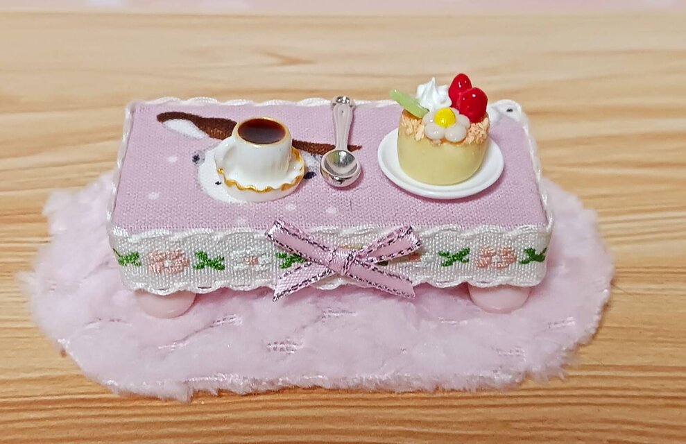ミニチュア ソファ テーブル セット シマエナガ柄 ケーキセット