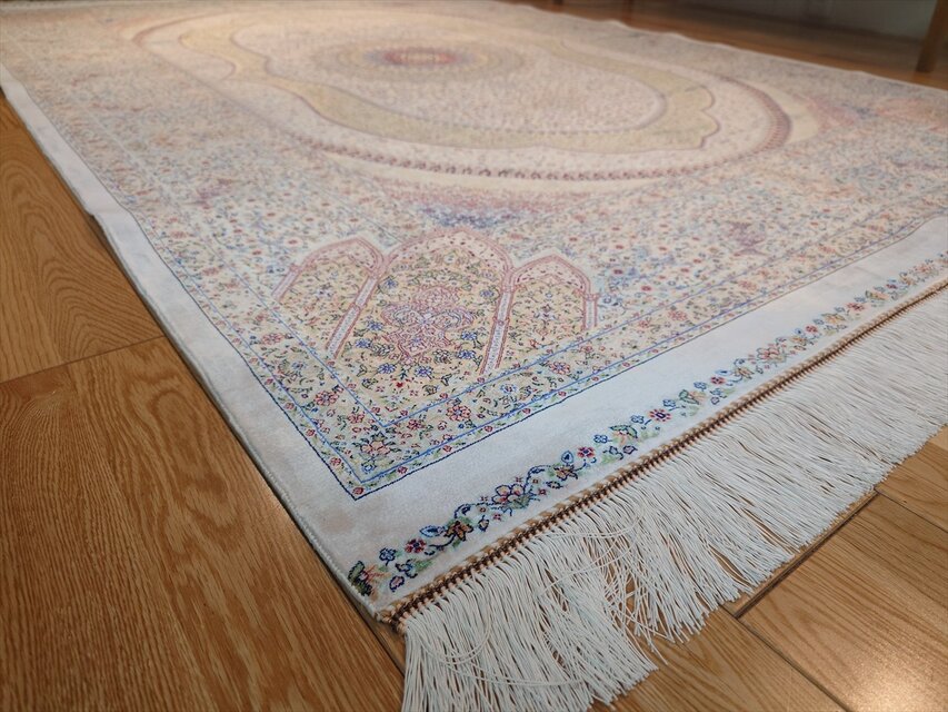 カシャン産 ペルシャ絨毯 ランナー 301×84cm ペルシャ絨毯 ネイアブリシャム ハイブリッド カシャン産 リビング