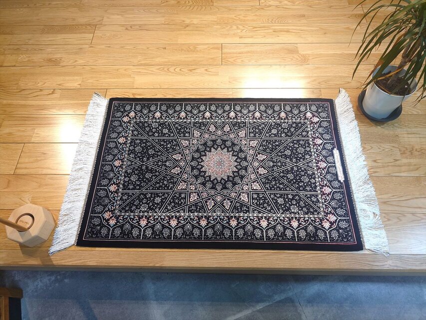 ペルシャ絨毯 ネイアブリシャム カシャーン産 ハイブリッドラグ 90x60