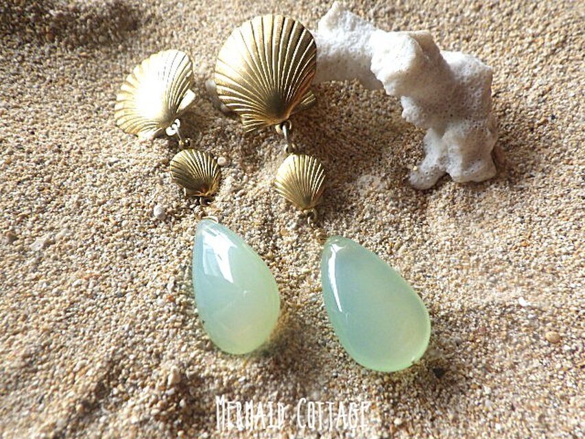 Mermaid Drops】アクアカルセドニーのマーメイドイヤリング | iichi