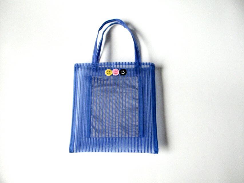 ⭕️サービス品 青のストライプメッシュのトート（小） | iichi 日々の 
