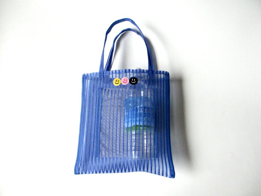 ⭕️SALE 青のストライプメッシュのトート（小） | iichi 日々の暮らし