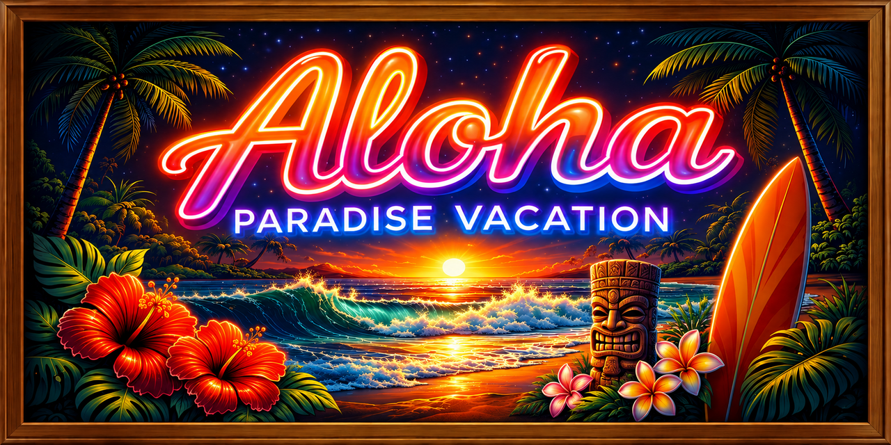 オーダー無料】アロハ ハワイ ハイビスカス 南国 夕日 ビーチ