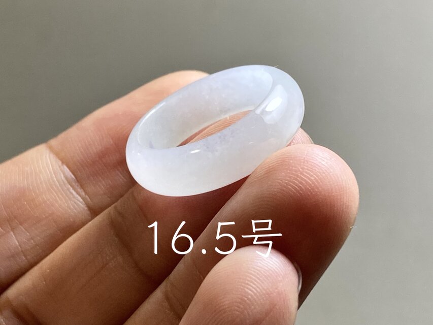 L18-95 氷糯種 白瓷 16.5号 ミャンマー産 A貨 本翡翠 くりぬき リング
