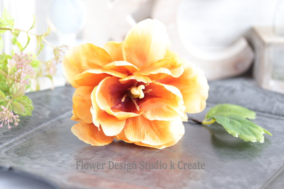 フラメンコ 髪飾り オレンジの薔薇 フローレス | Orange Rose Hair
