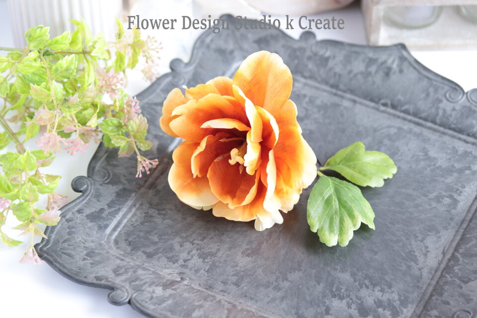 フラメンコ 髪飾り オレンジの薔薇 フローレス | Orange Rose Hair