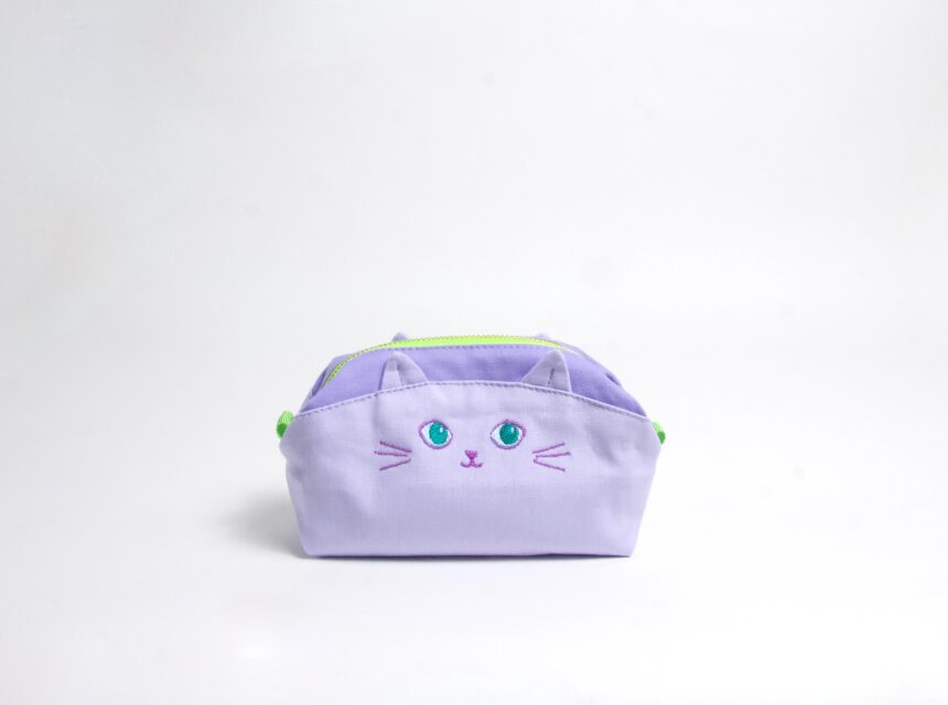 思わずキュン♡ ねこ ミニサイズ カラフルポーチ ラベンダー | iichi