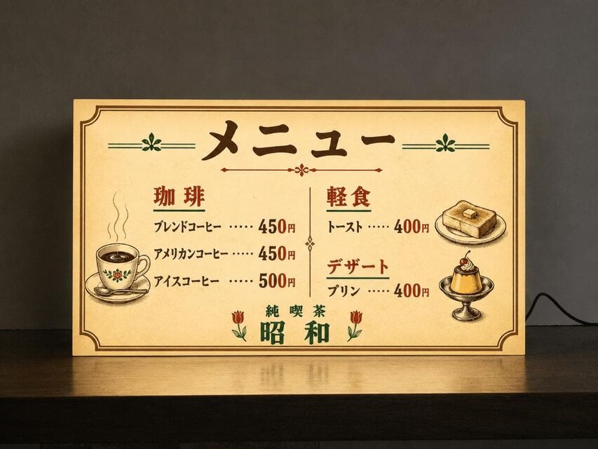 オーダー無料】純喫茶 喫茶店 カフェ コーヒー 紅茶 メニュー 昭和