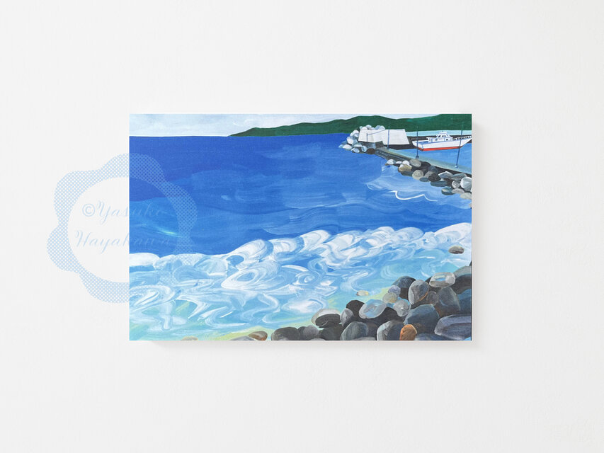 137）海と白い波と小さな船の風景 ポストカード 3枚セット | iichi