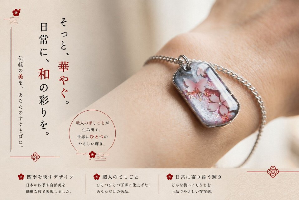 和柄 ペアネックレス 桜 伝統 職人 桜 さくら ペアアクセサリー 名入れ
