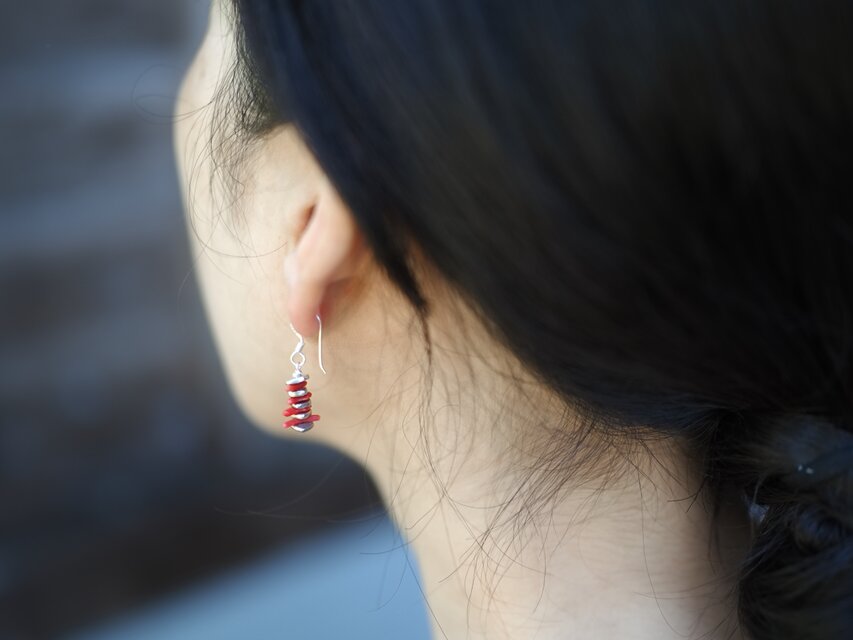 Natural coral・silver- hooks | iichi 日々の暮らしを心地よくする