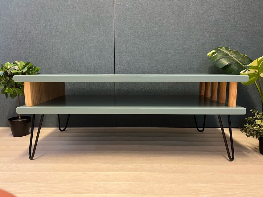 送料無料】 ローテーブル 長方形 90cm 45cm ストーンブルー 収納付き