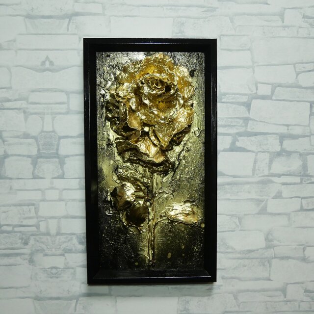 油絵 原画【Eternal Aura -永遠のオーラ-】立体 3D 額縁付 ゴールド