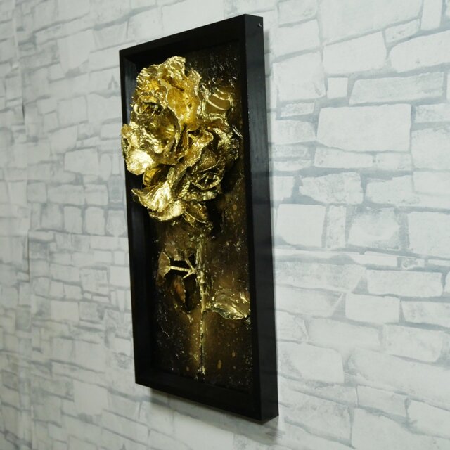 油絵 原画【Eternal Aura -永遠のオーラ-】立体 3D 額縁付 ゴールド