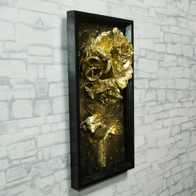 油絵 原画【Eternal Aura -永遠のオーラ-】立体 3D 額縁付 ゴールド