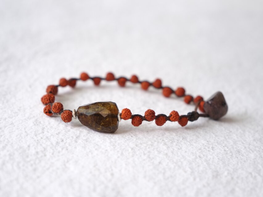 Tourmaline・rudrakusha- braid bracelet *allergy_free | iichi 日々