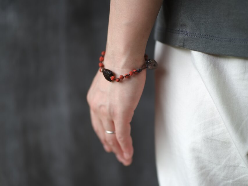 Tourmaline・rudrakusha- braid bracelet *allergy_free | iichi 日々