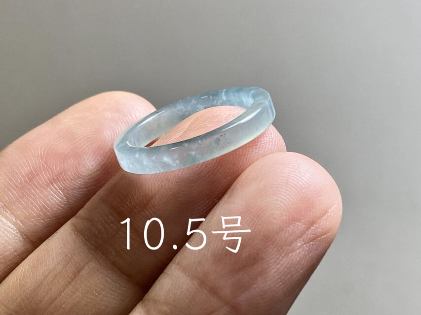 L18-110 氷種 水青色 10.5号 竹節 リング グアテマラ産 A貨 本翡翠