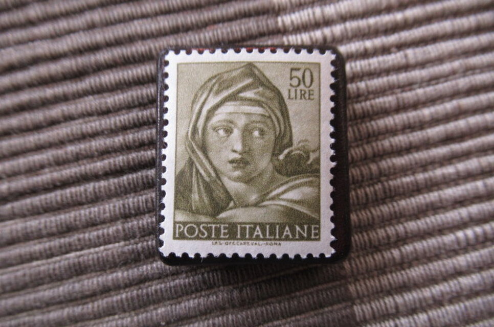 イタリア 美術1961年 切手ブローチ11051 | iichi 日々の暮らしを