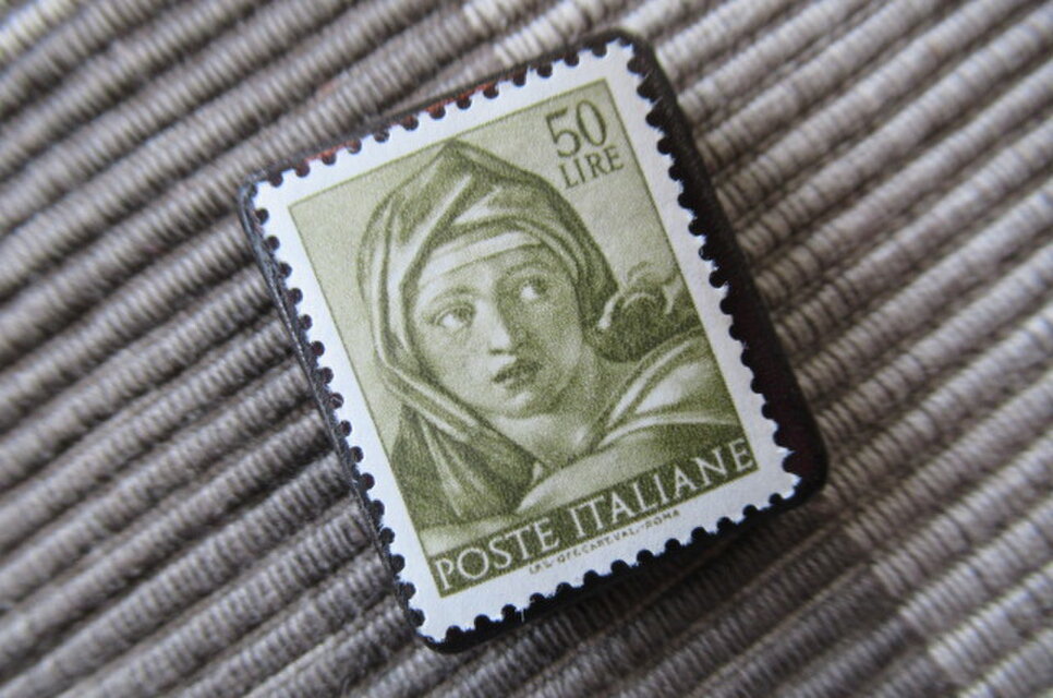 イタリア 美術1961年 切手ブローチ11051 | iichi 日々の暮らしを
