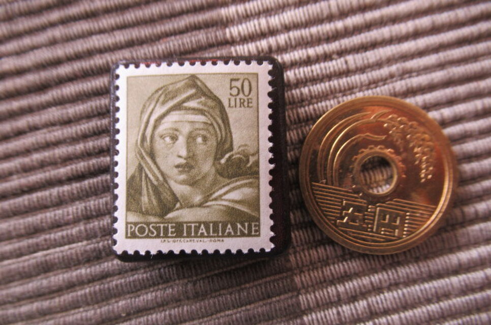 イタリア 美術1961年 切手ブローチ11051 | iichi 日々の暮らしを
