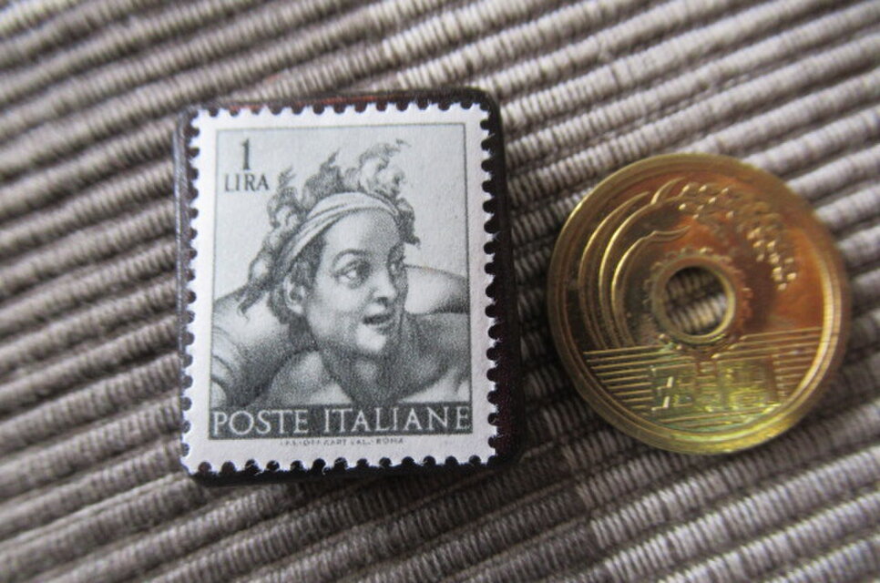 イタリア 美術1961年 切手ブローチ11059 | iichi 日々の暮らしを