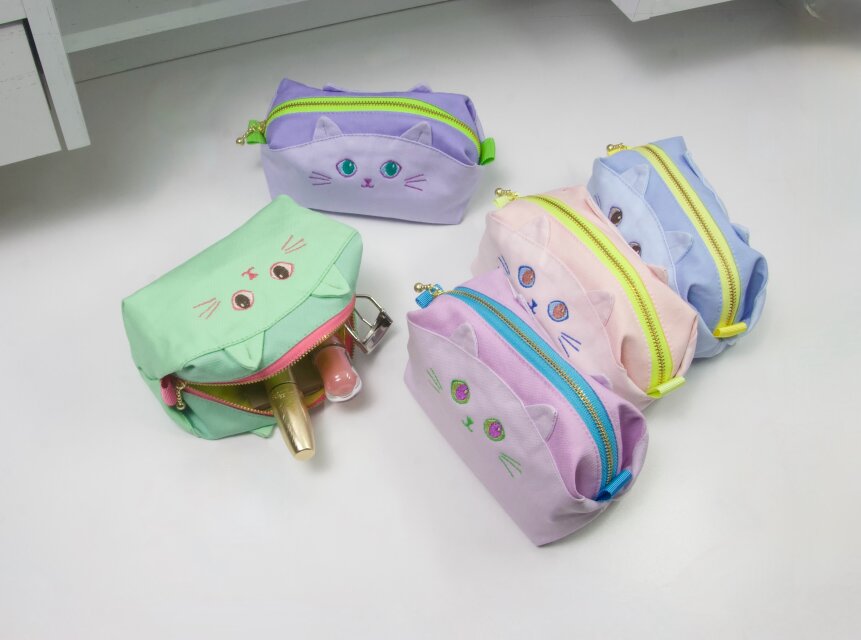ねこ ミニサイズ カラフルポーチ ミント | iichi 日々の暮らしを