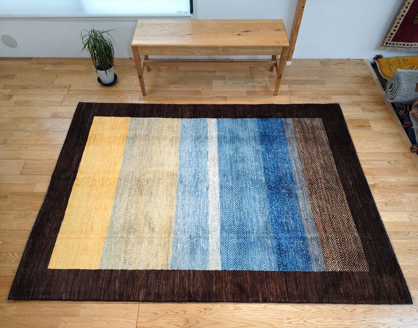 ハンドメイド 天然ラグ ガゼニラハット COLOR Ver ラグ 202x145㎝ Blue