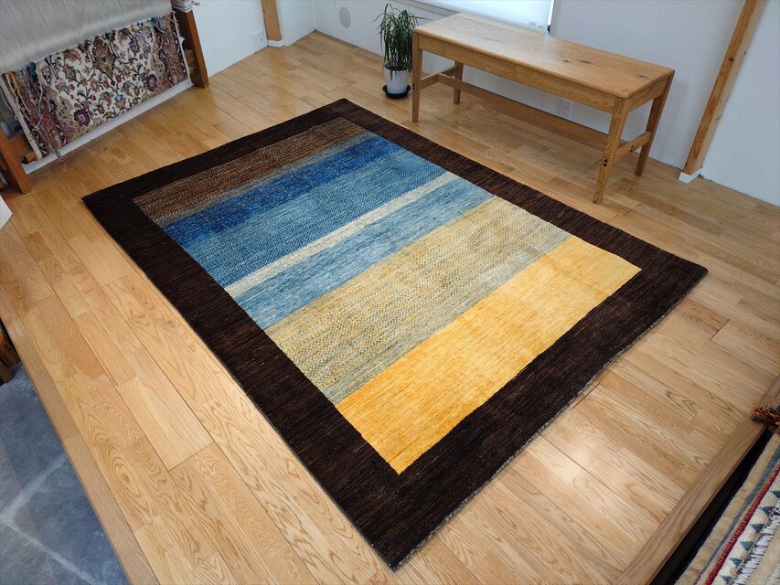 ハンドメイド 天然ラグ ガゼニラハット COLOR Ver ラグ 202x145㎝ Blue