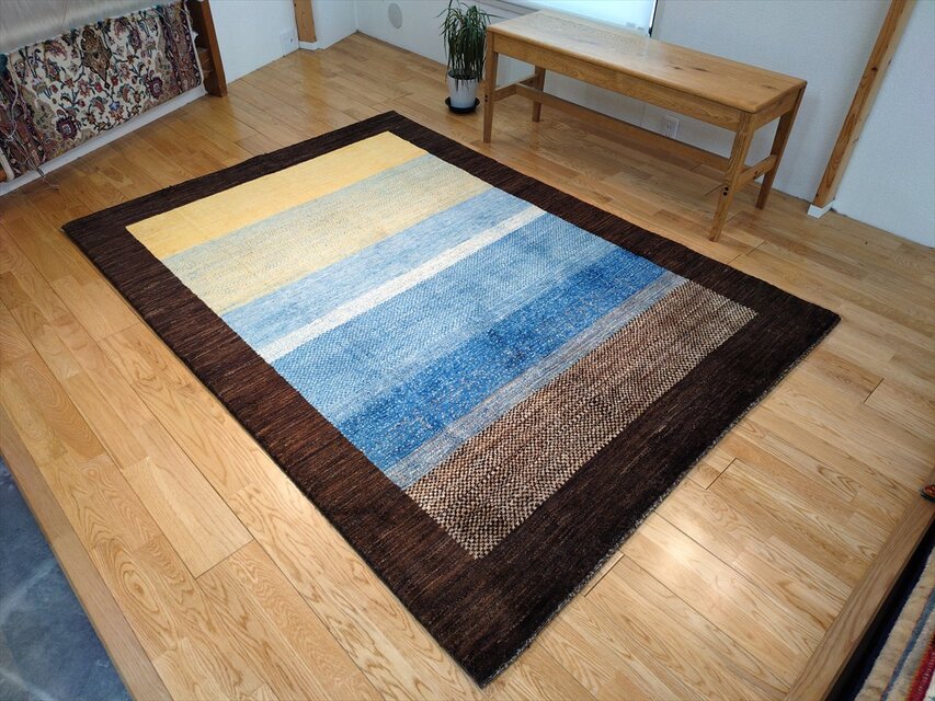 ハンドメイド 天然ラグ ガゼニラハット COLOR Ver ラグ 202x145㎝ Blue