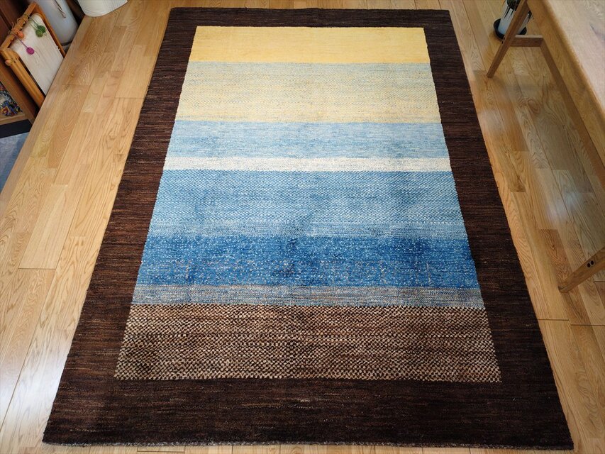 ハンドメイド 天然ラグ ガゼニラハット COLOR Ver ラグ 202x145㎝ Blue