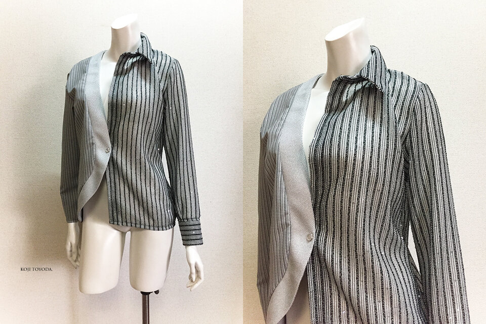 1点もの・デザイン画付き】3種素材アシメトリーブラウス（KOJI TOYODA 
