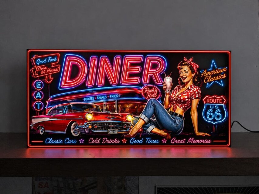 オーダー無料】アメリカン ダイナー ルート66 ピンナップガール アメ車