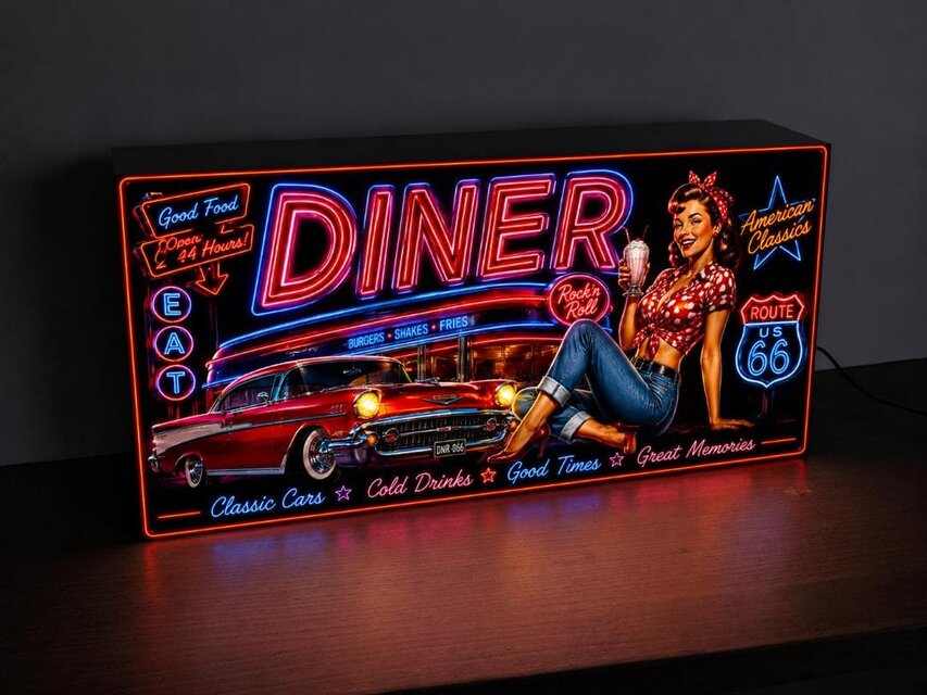 オーダー無料】アメリカン ダイナー ルート66 ピンナップガール アメ車