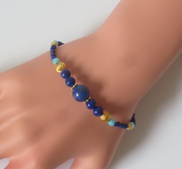 ハンドメイド ラピスラズリ ブレスレット ラピスラズリ ブレスレット | iichi 日々の暮らしを心地よくする