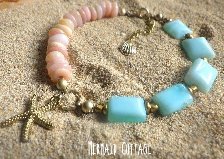 Pink Sand Beach ｰ ピンクオパール×ペルビアンブルーオパール の