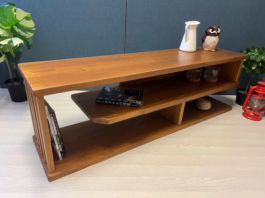 在庫整理］ ローボード アングル形シェルフ 小物置き パイン 150cm