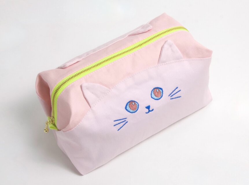 ねこ ビッグサイズ カラフルポーチ ピンク | iichi 日々の暮らしを