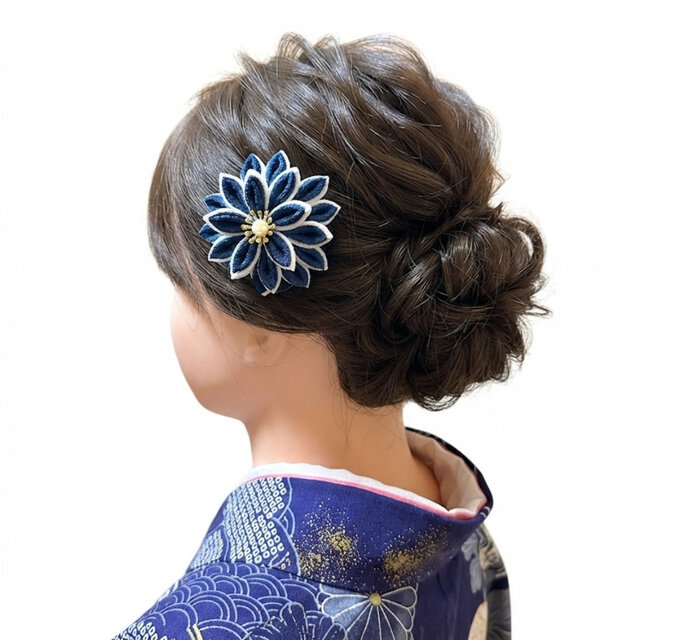 つまみ細工 3way バッグチャーム ブローチ ヘアクリップ｜一越ちりめん