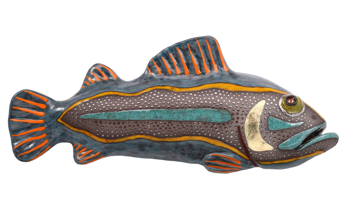 魚の壁掛け陶芸彫刻 手作り陶器の壁飾り お守りインテリアオブジェ