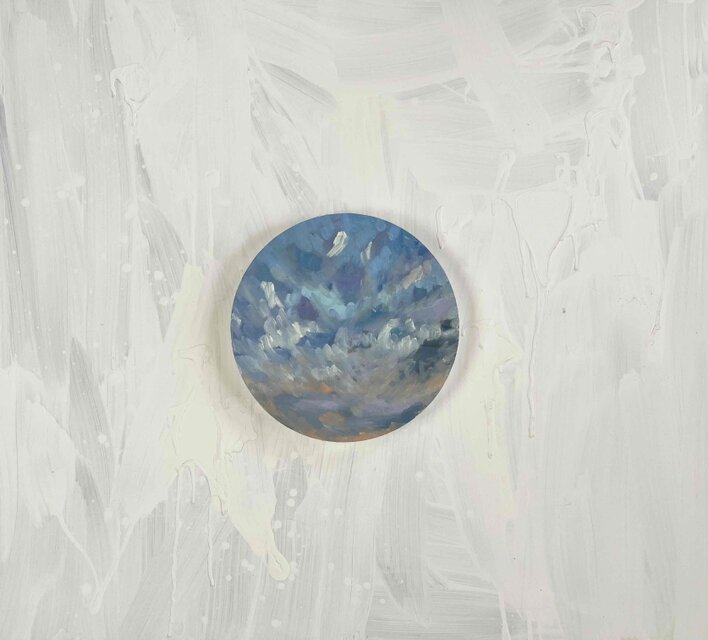 原画・油彩 『 朝空 20260709』絵画・ 直径25cm・アート・丸形