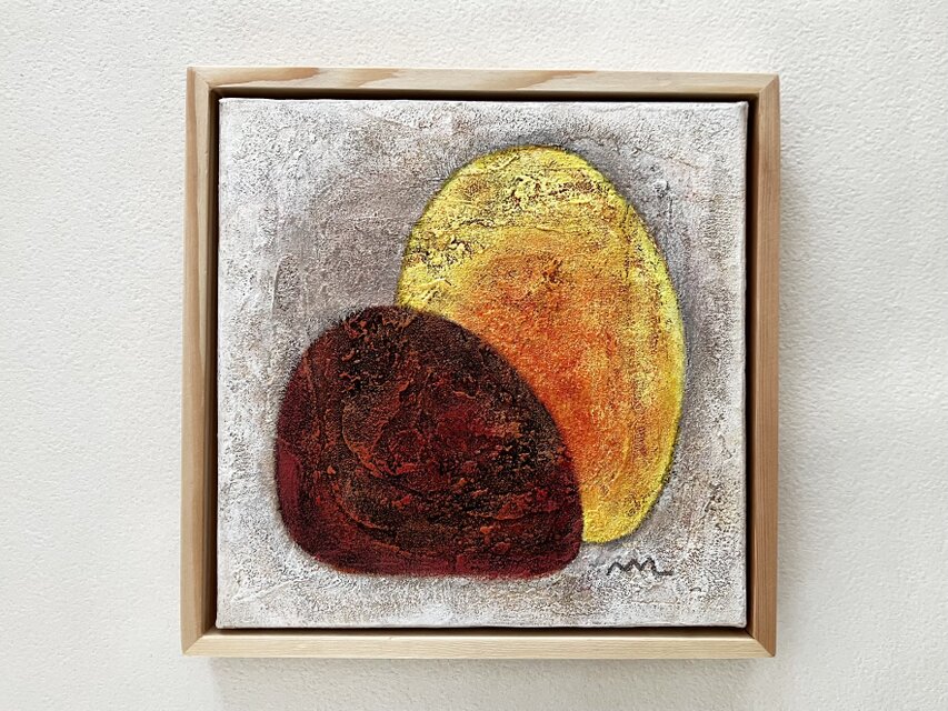 「オレンジの記憶」アクリル画 物語を読む絵画 キャンバスF20 オリジナル作品 yelloworange」アクリル画 | iichi 日々の暮らしを心地よくする