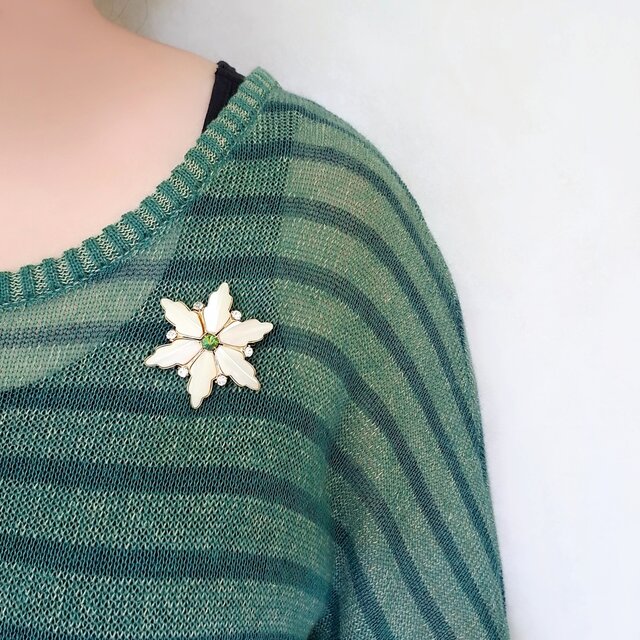 mather of pearl watermelon rivoli rhinestone flower ヴィンテージ